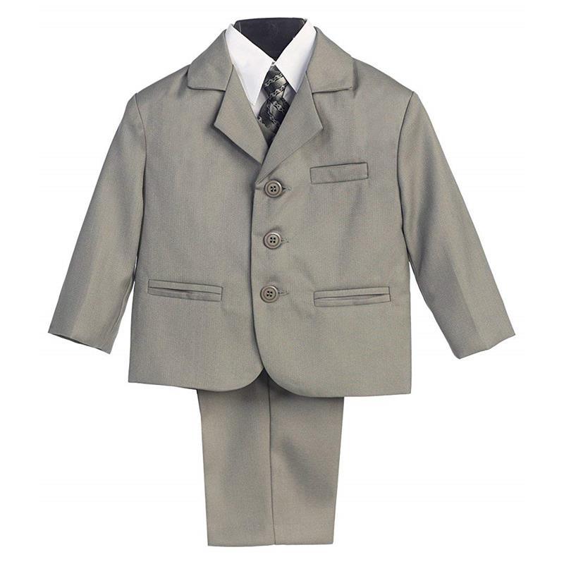 Lito - Boy's 3 Button 5 Piece Suit With Shirt, Vest, And Tie (Light Gray) Image 1