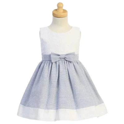 Lito - Cotton Embroidered Eyelet Dress, Blue  Image 1
