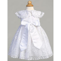 Lito - Baby Girl Embroidered Tulle Dress With Bonnet, White Image 2