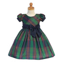 Lito - Polyester Plaid Dress With Bow On Waist, Green Image 1