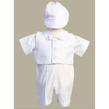 Lito - Special Occasion Vest And Poly Cotton Romper With Hat, White Image 1