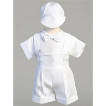 Lito - Suspendered Shantung Shorts With Embroidered Cross Maverick, White Image 1