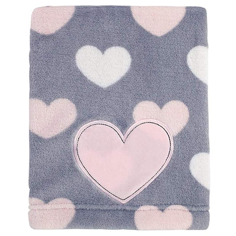 Little Love by Nojo Appliqued Coral Fleece Blanket - Hugs & Kisses Image 1