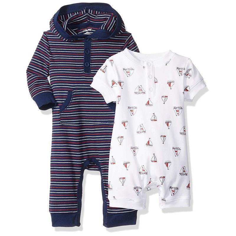 Little Me - 2 Pack Coverall and Romper, Sailboat  Image 1