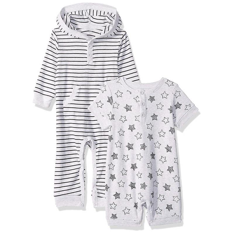 Little Me - 2 Pack Coverall and Romper, Star.