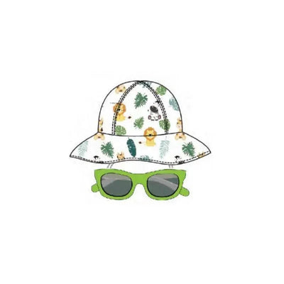 Little Me - 2Pc Boy Hat & Sunglass Set Safari, 0/12M Image 1