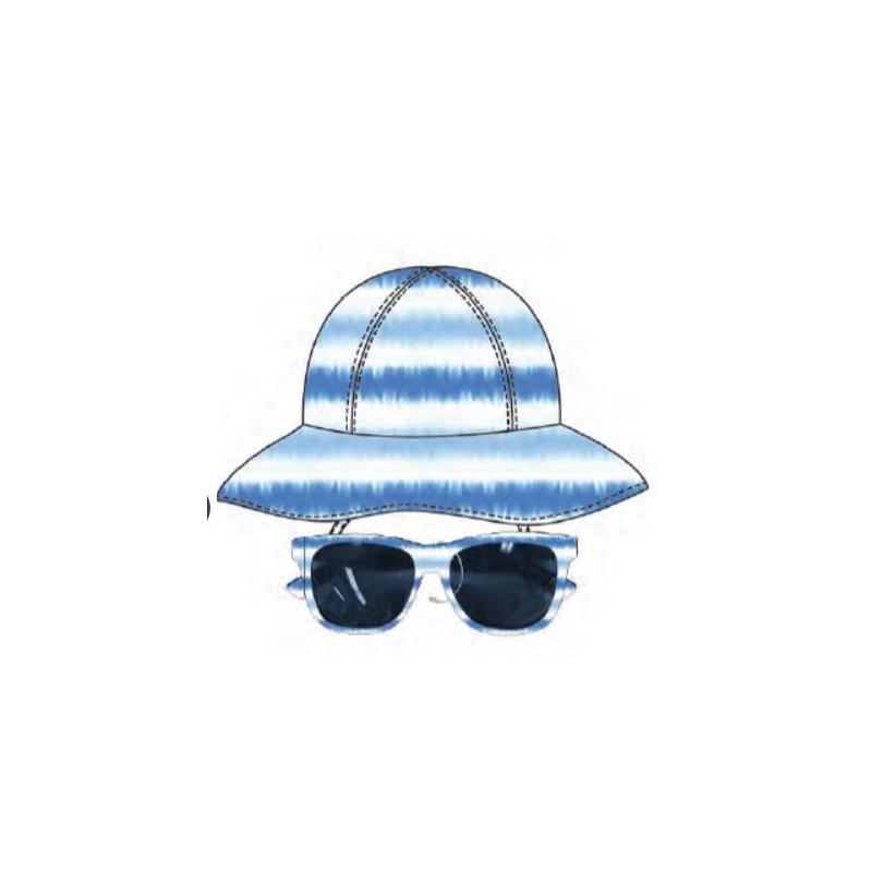 Little Me - 2Pc Boy Hat & Sunglass Set Tie Dye, Blue/White, 0/12M Image 1