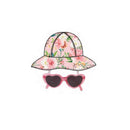 Little Me - 2Pc Girl Hat & Heart Sunglass Set Floral, 0/12M Image 1