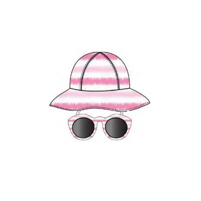 Little Me - 2Pc Girl Hat & Sunglass Set In Pink/White, 0/12M Image 1