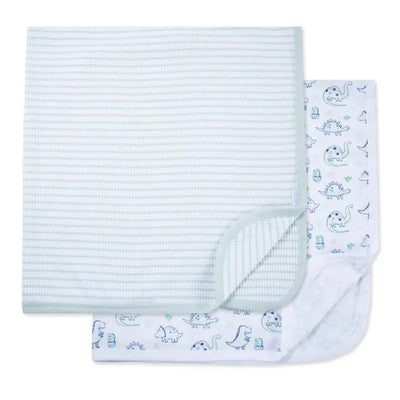 Little Me - 2Pk Baby Dino Friends Receiving Blankets Image 2