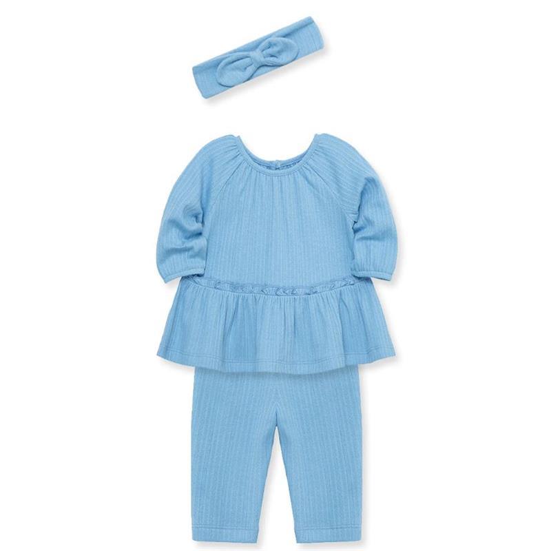 Little Me - 2Pk Baby Girl Blue Rib Knit Tunic Set Image 1