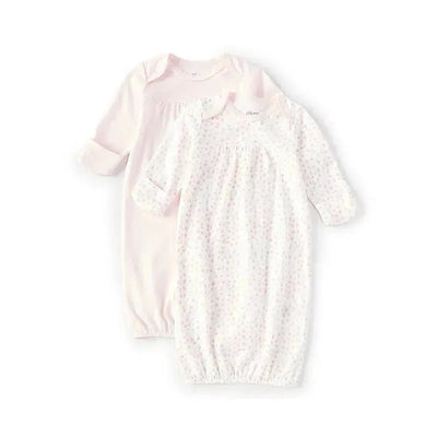 Little Me - 2Pk Baby Girls Long-Sleeve Solid/Printed Gown Image 1