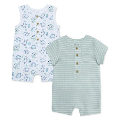 Little Me - 2Pk Dino Baby Romper Blue Image 1