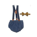 Little Me 3Pc Bow Tie and Diaper Cover with Suspenders Set Image 1