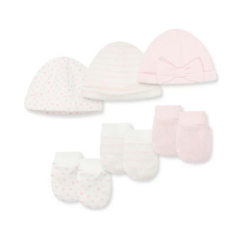 Little Me - 3Pk Baby Girl Charms Hat & Mitt Pink Image 1