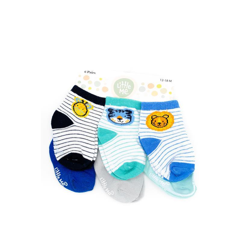 Little Me 6pk Baby Boys Socks,Animal/Striped Image 1