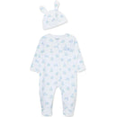 Little Me - Baby Boy Blue Bunny Footie & Hat Image 1