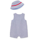 Little Me - Baby Boy Crab Sunsuit & Hat, Blue Image 2