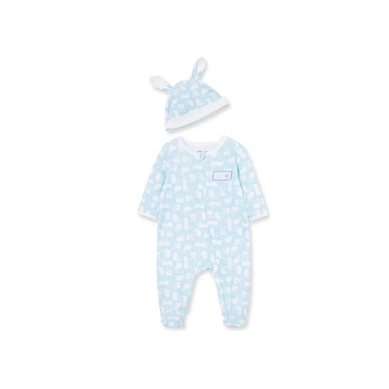 Little Me - Baby Boy Easter Bunny Footie & Hat Set, Blue Image 1