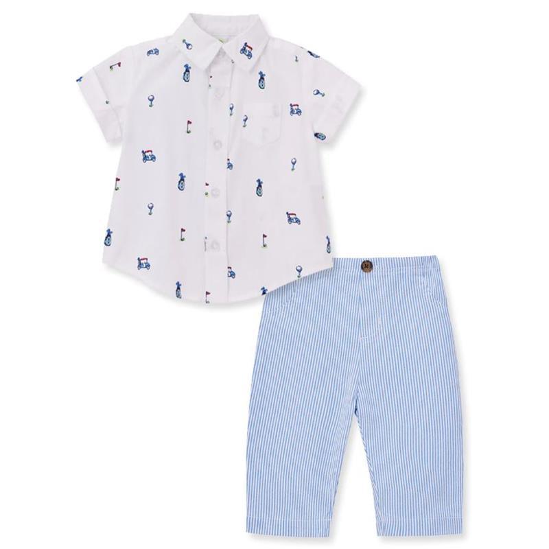 Little Me - Baby Boy Golf Woven Pant Set, Blue Image 1