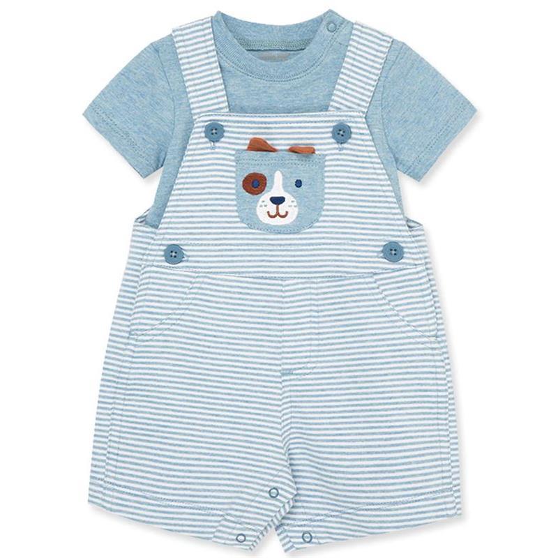 Little Me - Baby Boy Puppy Soft Cotton Knit Overall Set Image 1