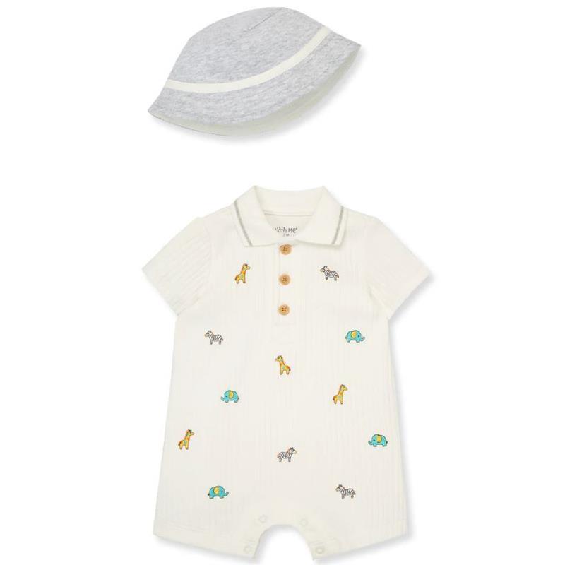 Little Me - Baby Boy Safari Knit Romper & Bucket Hat Image 1