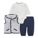 Little Me Baby Boys 3-Pieces Hooded Vest, Bodysuit & Jogger Pants, Navy Image 1