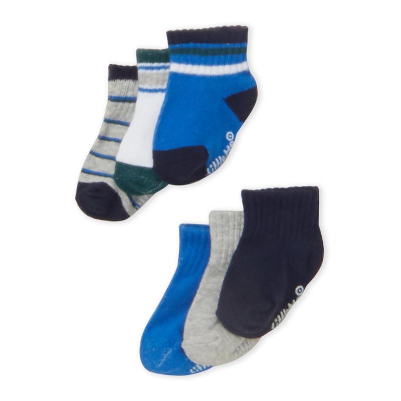 Little Me Baby Boys 6-Pack Socks, Blue Green And Grey Image 1