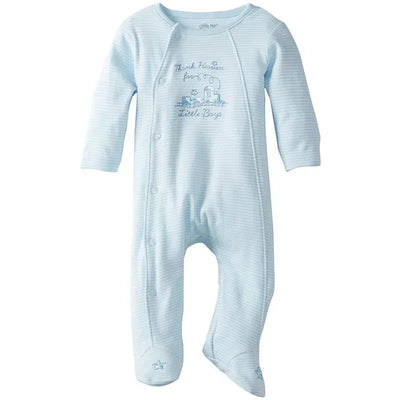 Little Me Baby Boys' Footie, White/Light Blue Image 1