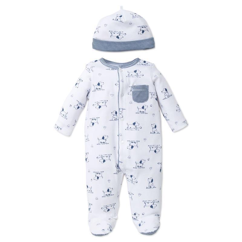 Little Me - Baby Boys Puppy Toile Footie And Cap, Preemie Image 1