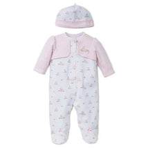 Little Me - Baby Bunnies Footie/Hat, White Print Image 1
