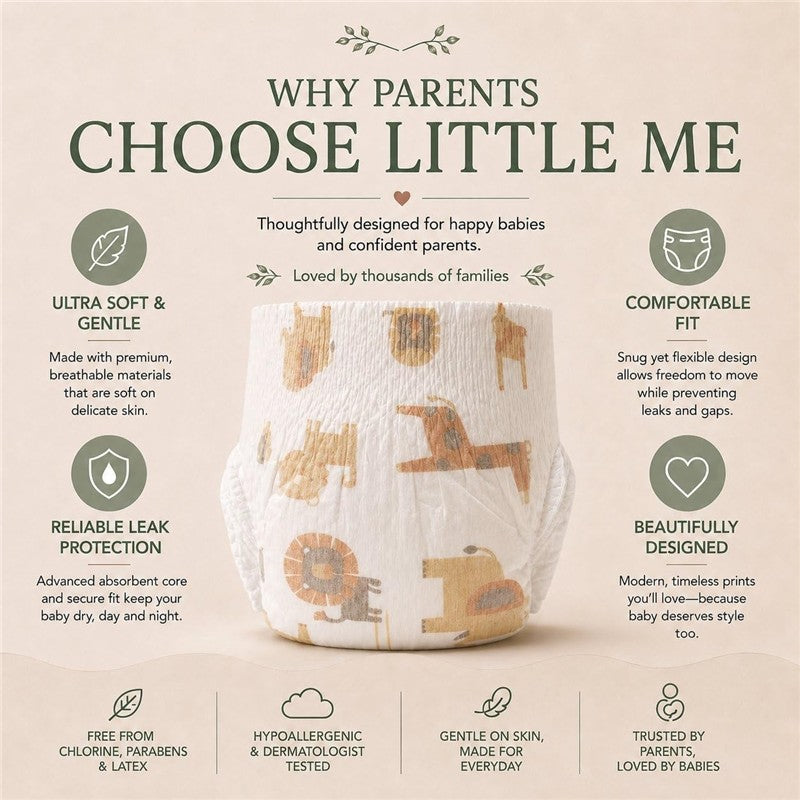 Little Me Baby Diapers Safari Soft, Absorbent & Gentle on Skin Image 2