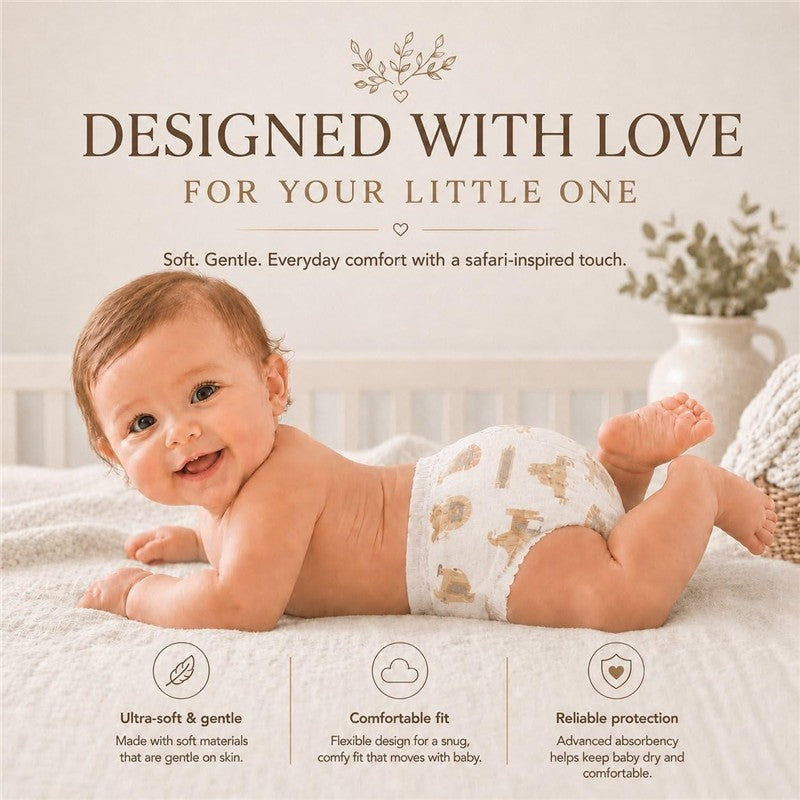 Little Me Baby Diapers Safari Soft, Absorbent & Gentle on Skin Image 6