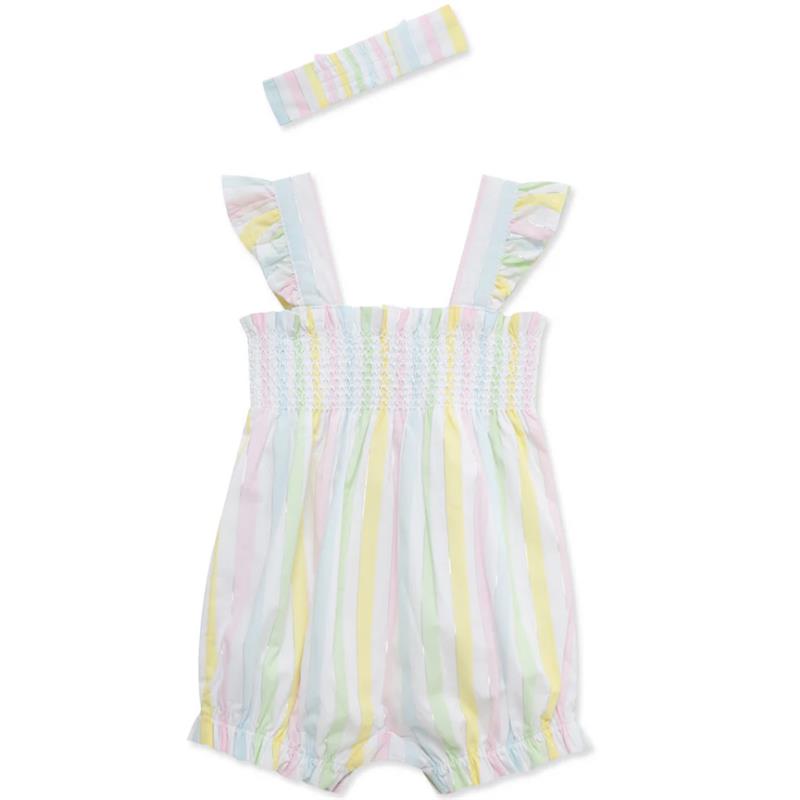 Little Me - Baby Girl Candy Stripe Bubble, Multicolor Image 2