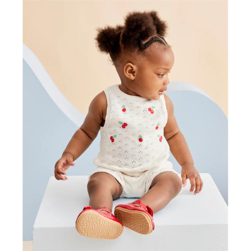 Little Me - Baby Girl Cherry Pointelle Knit Set, Ivory Image 2
