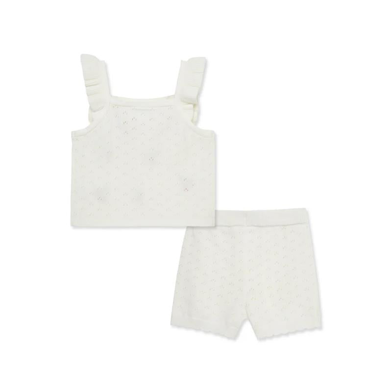Little Me - Baby Girl Cherry Pointelle Knit Set, Ivory Image 3