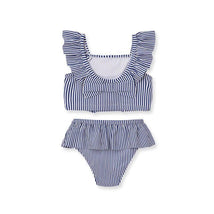 Little Me - Baby Girl Daisy Stripe Swimsuit Blue Image 2
