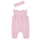 Little Me - Baby Girl Dots Jumpsuit & Headband, Pink Image 1
