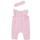 Little Me - Baby Girl Dots Jumpsuit & Headband, Pink Image 2