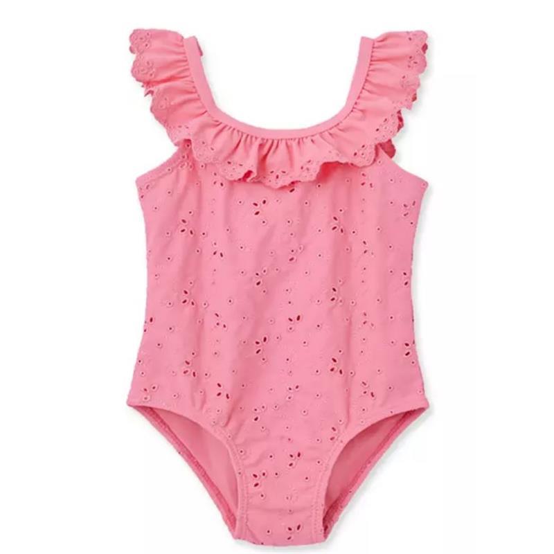 Little Me - Baby Girl Eyelet Swimsuit Pink Image 1