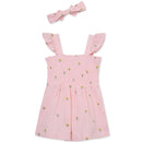 Little Me - Baby Girl Floral Schiffli Woven Romper Pink Image 2