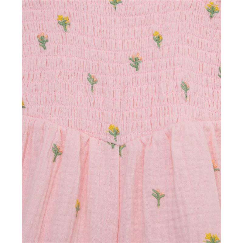 Little Me - Baby Girl Floral Schiffli Woven Romper Pink Image 3
