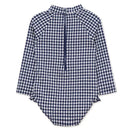 Little Me - Baby Girl Gingham 1-Piece Rashguard Swimsuit Blue Image 2