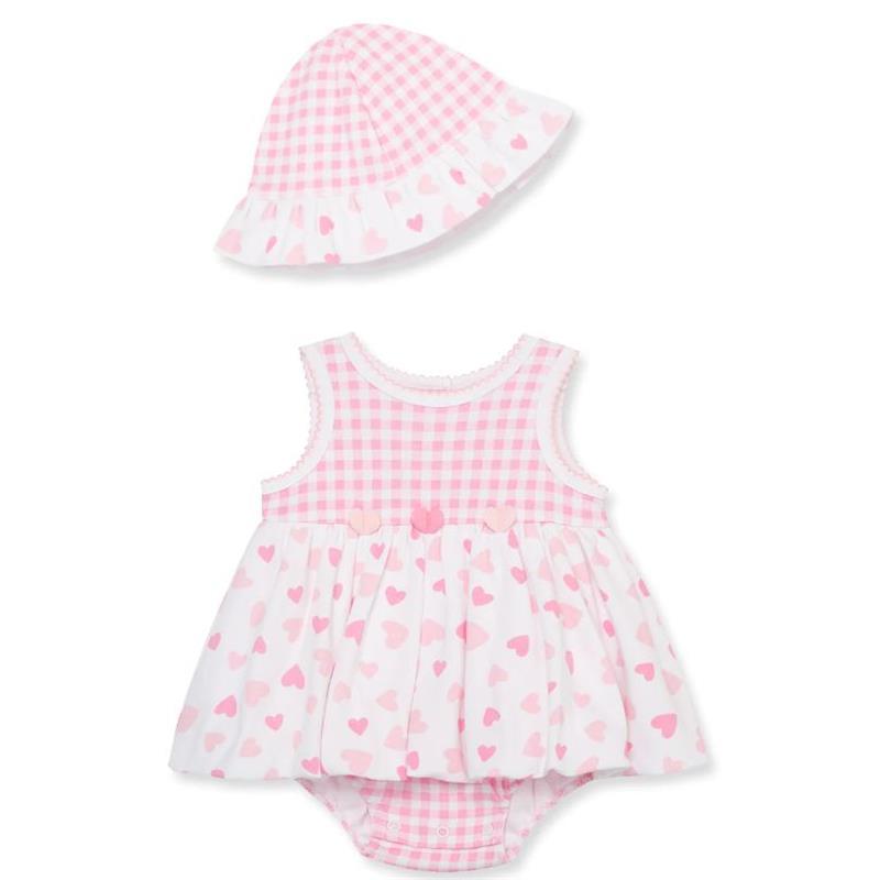 Little Me - Baby Girl Hearts Popover & Hat Image 1