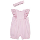 Little Me - Baby Girl Lilac Eyelet Romper & Headband Set Image 1