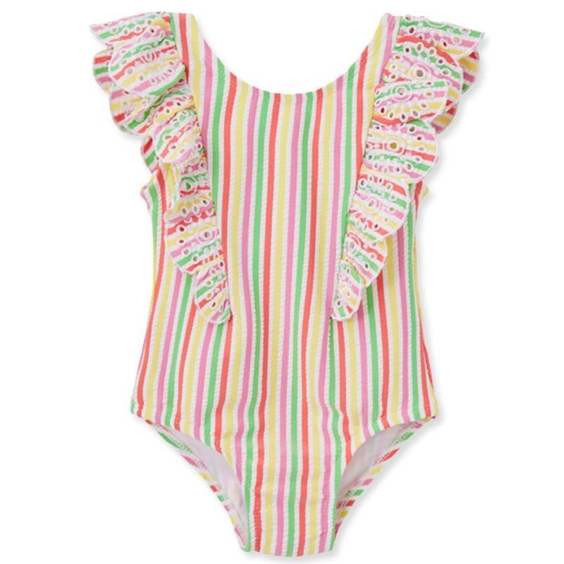 Little Me - Baby Girl Multi Stripe Swimsuit Image 1