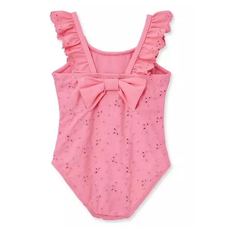 Little Me - Baby Girl Pink Eyelet Swimsuit Image 2