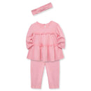 Little Me - Baby Girl Pink Peony Rib Knit Tunic Set Image 1