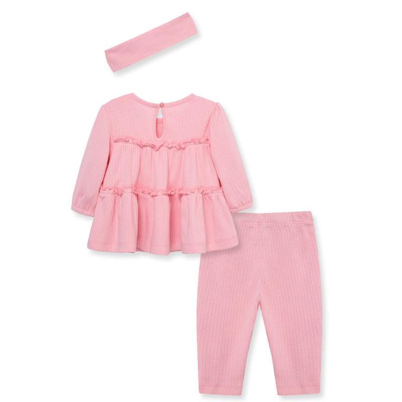 Little Me - Baby Girl Pink Peony Rib Knit Tunic Set Image 2