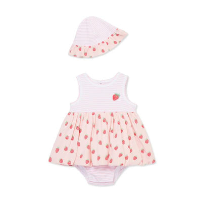 Little Me - Baby Girl Strawberries Popover, Pink Image 1